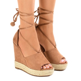 Beige espadrilles wedge sandals FK-228