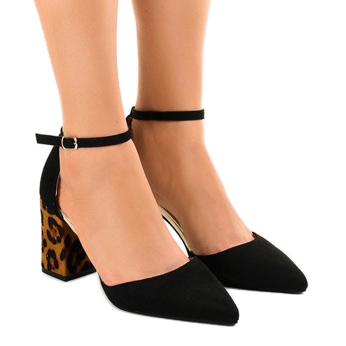 Black suede high heels FR276 brown