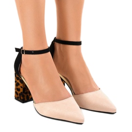 Beige suede high heels FR276 brown black