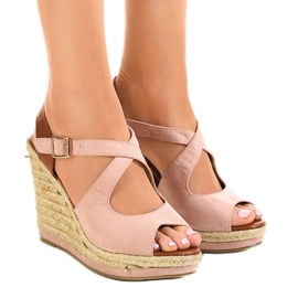 Pink espadrilles wedge sandals LM-0205 Pink espadrilles wedge sandals LM-0205