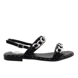 Black sandals with a chain 18124 Black sandals with a chain 18124