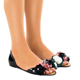 Black meliski sandals with flowers AE20