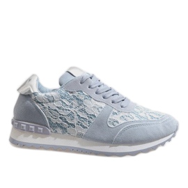 Blue sneakers with G-100 lace