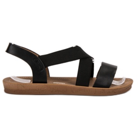 SHELOVET Slip-on sandals with an elastic band black