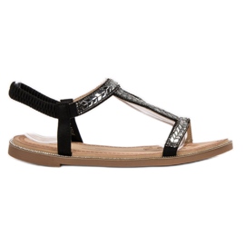 Forever Folie Slip-on Sandals With Crystals black