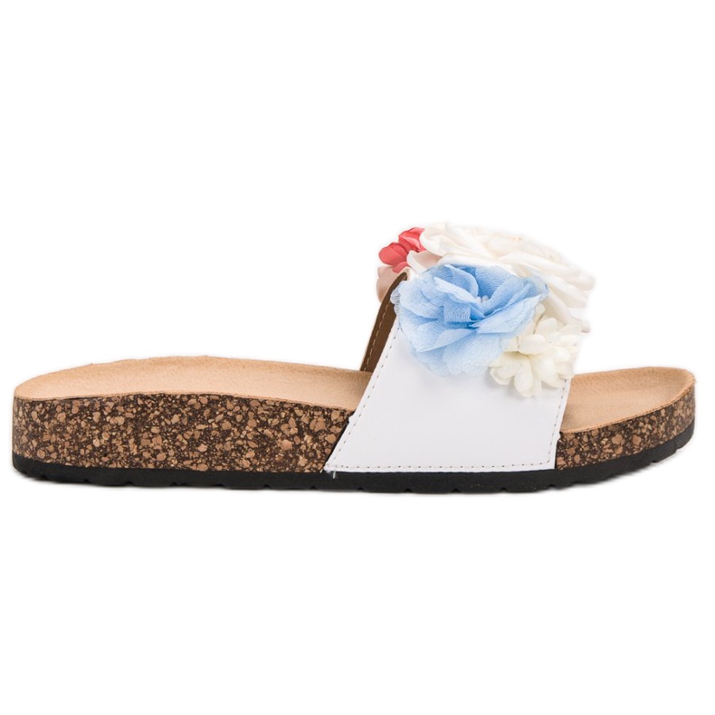 SHELOVET White Slippers With Flowers