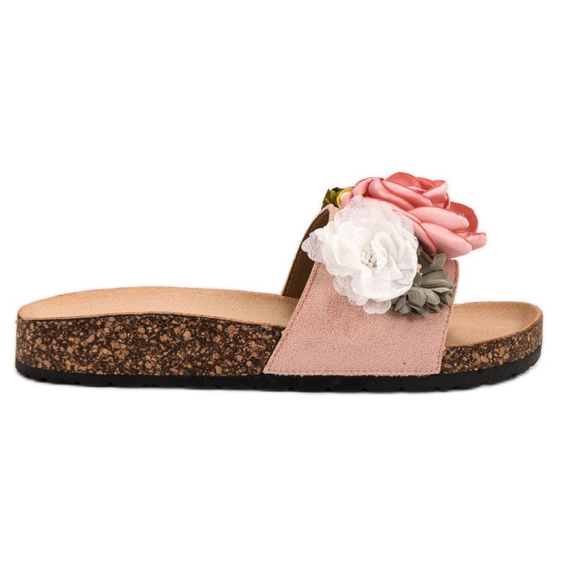 SHELOVET Powder Slippers With Flowers pink