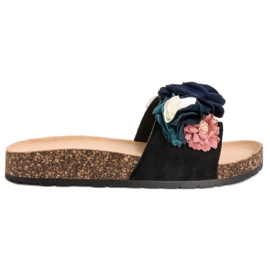 SHELOVET Black Slippers With Squares