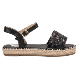 Small Swan Black Espadrilles Sandals