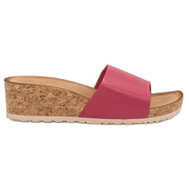 SHELOVET Slippers On A Cork Wedge pink