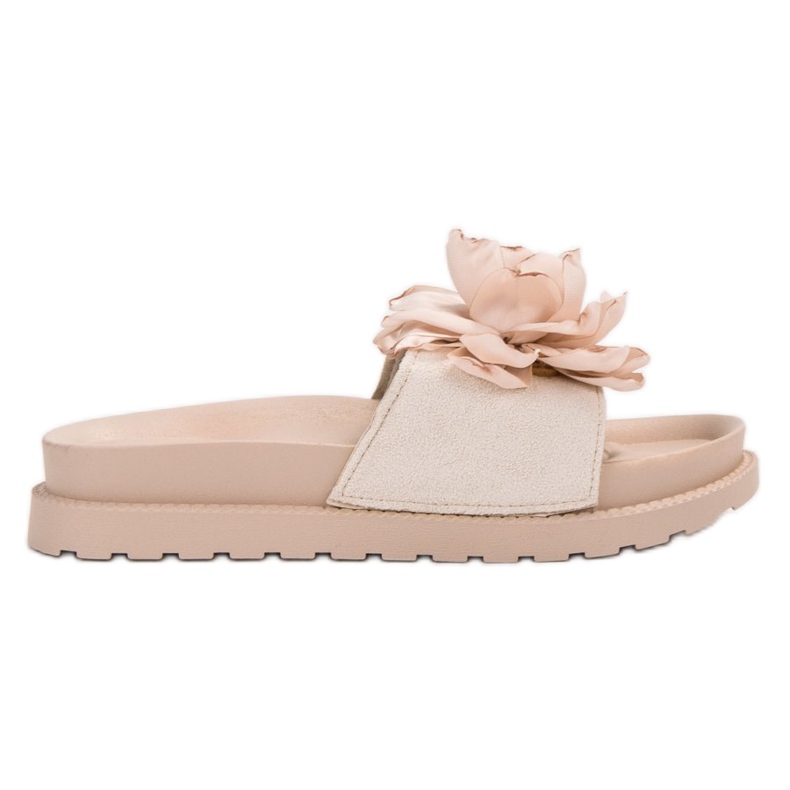 Queen Vivi Suede Slippers With Flowers brown Queen Vivi Suede Slippers With Flowers brown