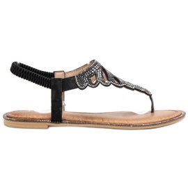 SHELOVET Flip-flops Sandals With Crystals black