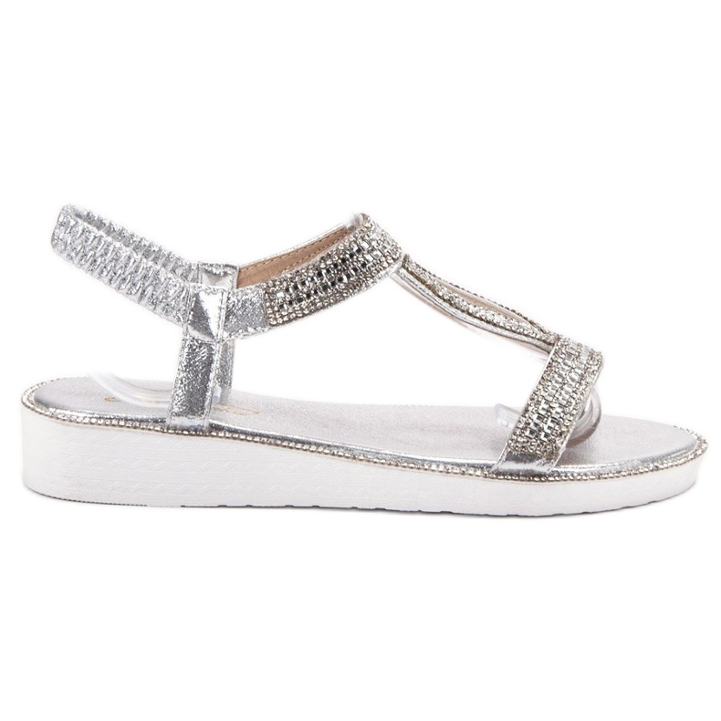 SHELOVET Wedge Sandals With Elastic grey