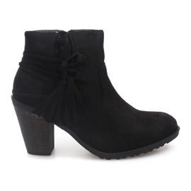 Suede Booties On a Bar Fringes 1631-1 Black