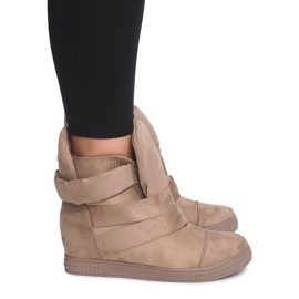 Wedge Sneakers With Velcro 1703 Camel brown