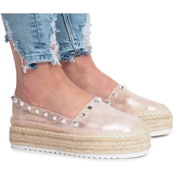 Champagne espadrilles on the Glam wedge multicolored pink