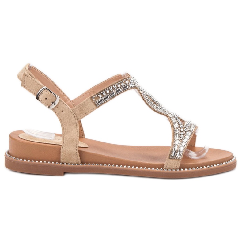Bello Star Suede Sandals With Crystals brown