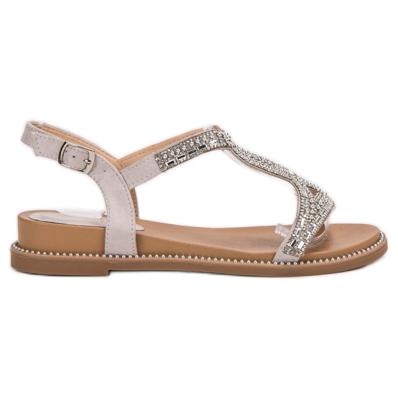 Bello Star Suede Sandals With Crystals grey Bello Star Suede Sandals With Crystals grey