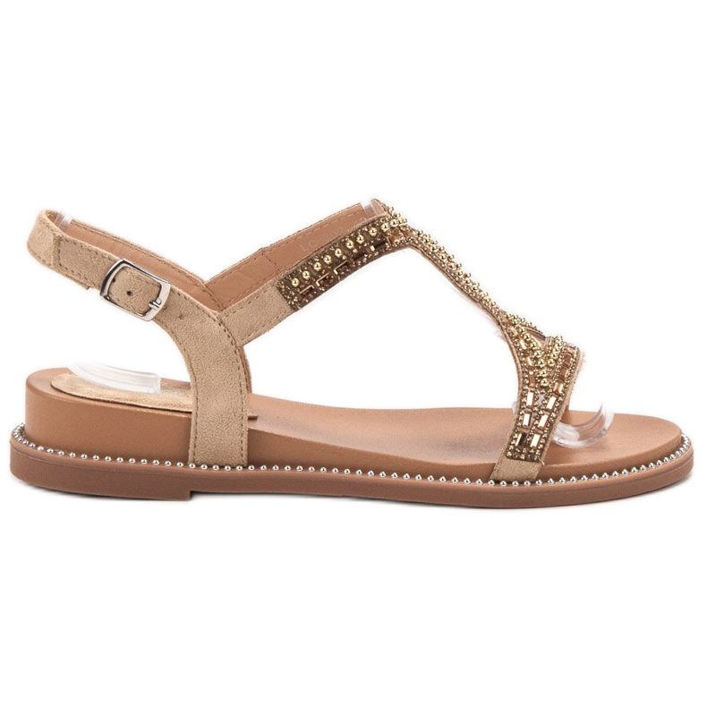 Bello Star Suede Sandals With Crystals brown