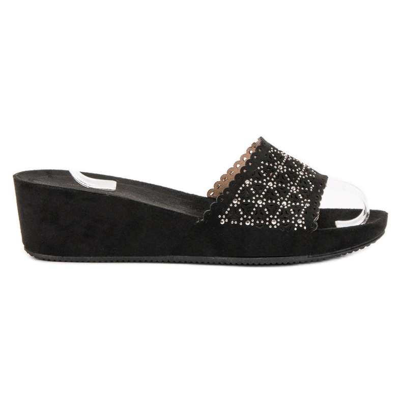 Primavera Openwork Wedge Slippers black