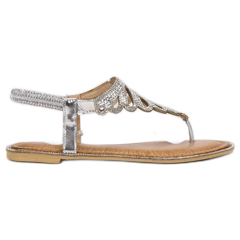 SHELOVET Flip-flops Sandals With Crystals grey