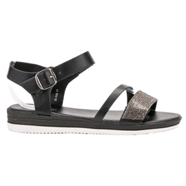 SHELOVET Fashionable Sandals With Cubic Zirconia black