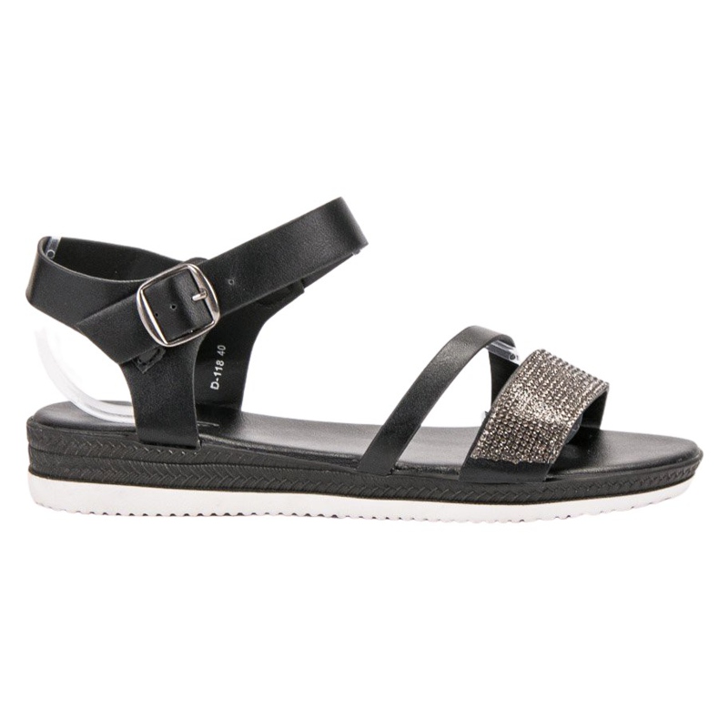SHELOVET Fashionable Sandals With Cubic Zirconia black