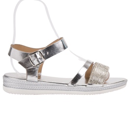 SHELOVET Fashionable Sandals With Cubic Zirconia grey