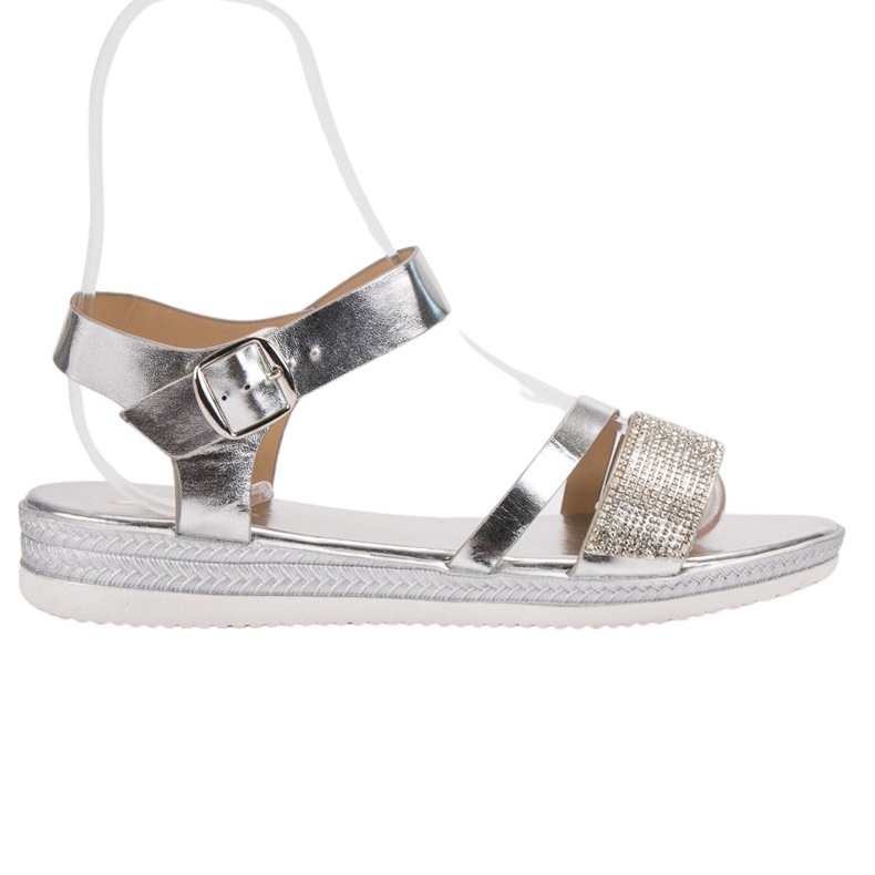 SHELOVET Fashionable Sandals With Cubic Zirconia grey