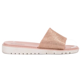 Fashionable Shiny Slippers brown