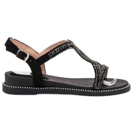 Bello Star Suede Sandals With Crystals black