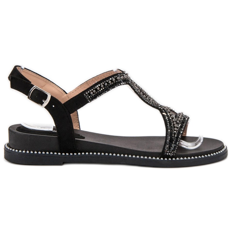 Bello Star Suede Sandals With Crystals black