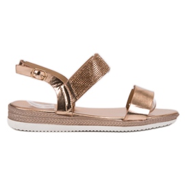 SHELOVET Casual Rose Gold Sandals multicolored yellow