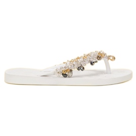 SHELOVET Rubber Flip-Flops With Ornaments white SHELOVET Rubber Flip-Flops With Ornaments white