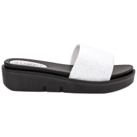 SHELOVET Rubber Wedge Slippers white