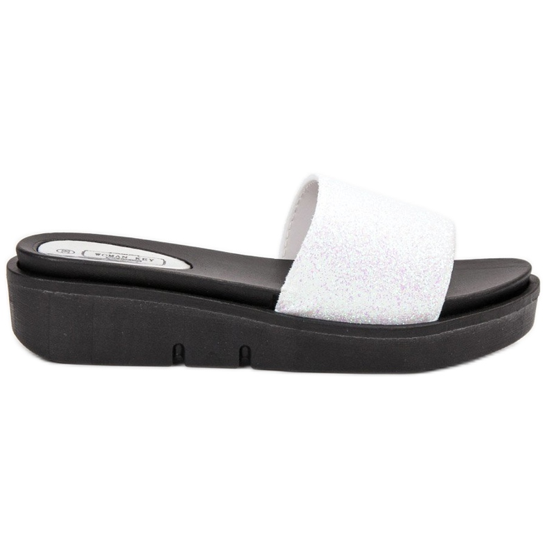 SHELOVET Rubber Wedge Slippers white