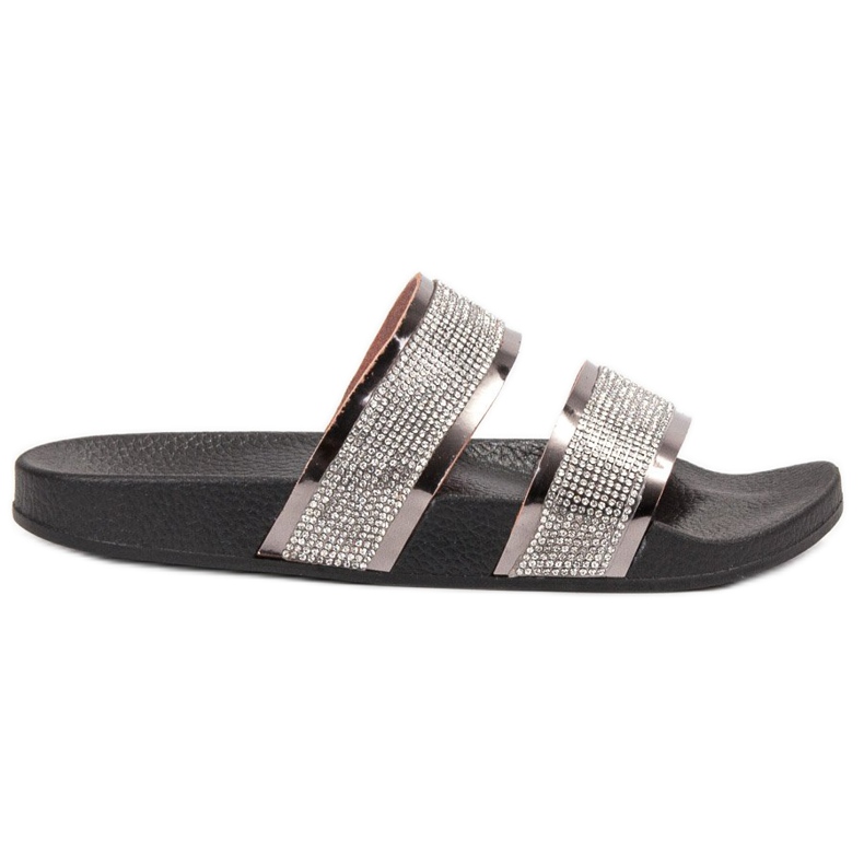 Ideal Shoes Women's Slippers With Cubic Zirconia grey