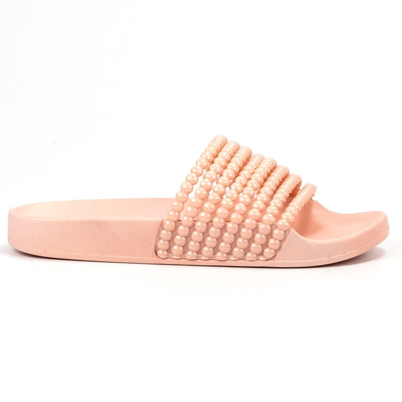 Bestelle Rubber Slippers With Beads pink