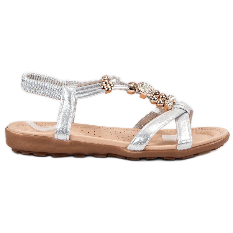 SHELOVET Flat Sandals With Ornaments grey
