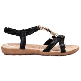 SHELOVET Flat Sandals With Ornaments black