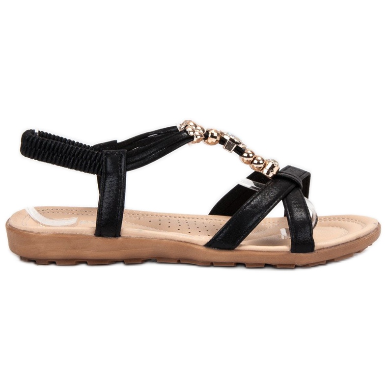 SHELOVET Flat Sandals With Ornaments black
