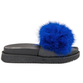 SHELOVET Slippers With Fur blue SHELOVET Slippers With Fur blue