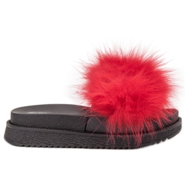 SHELOVET Slippers With Fur red