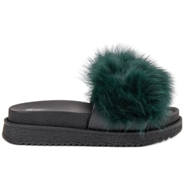 SHELOVET Slippers With Fur green