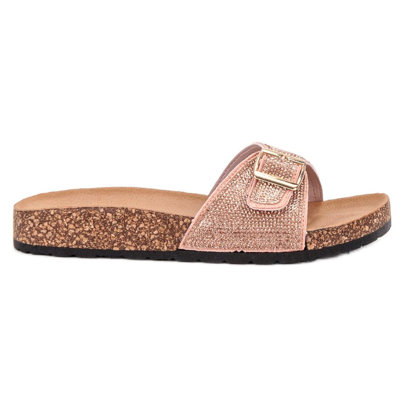 Marquiz Shiny Slippers With Buckle pink