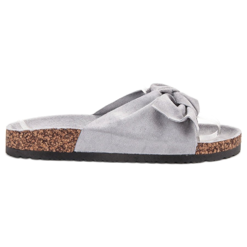 Bona Suede Slippers With A Bow grey