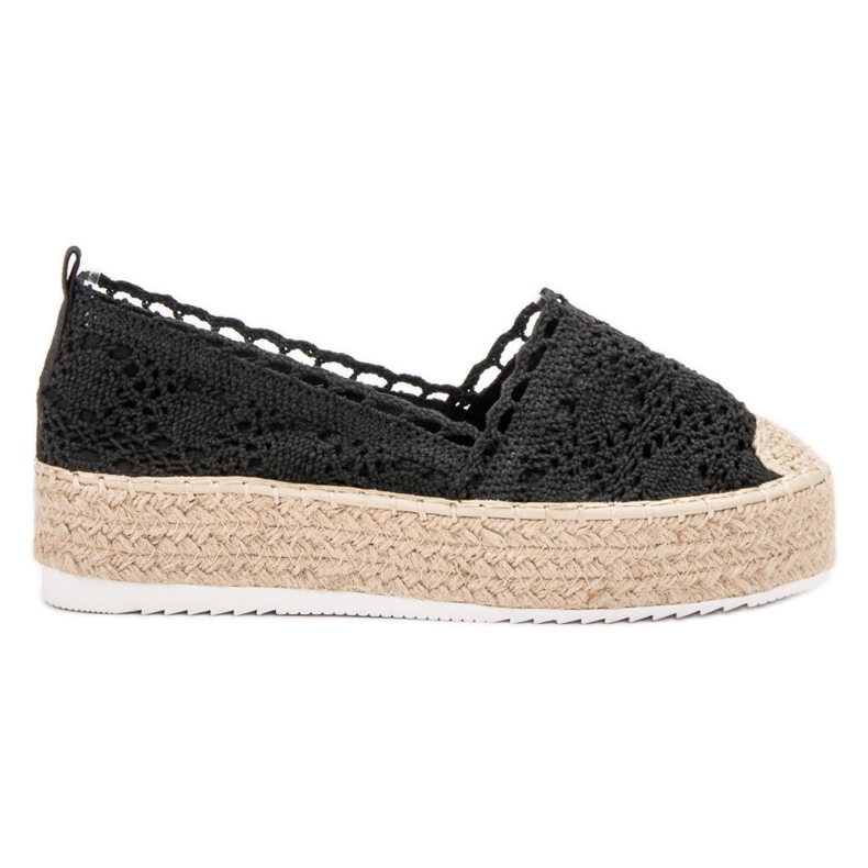 SHELOVET Lace Espadrilles black