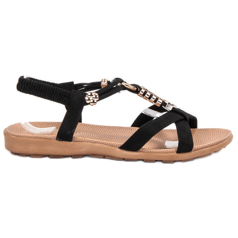 SHELOVET Black Slip On Sandals SHELOVET Black Slip On Sandals