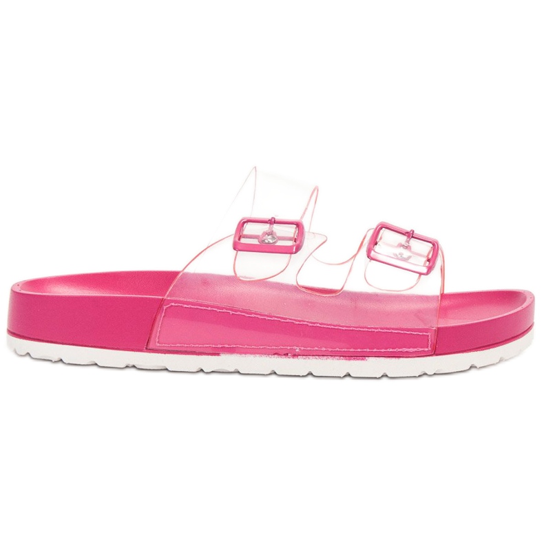 Ideal Shoes Transparent Slippers With A Buckle pink