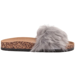 Bona Slippers With Fur grey
